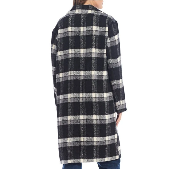 Wholesale ???? Copper Key Plaid Button-Front Overcoat Black Snow ✨ 2 Wholesale ???? Copper Key Plaid Button-Front Overcoat Black Snow ✨ - Image 2