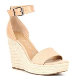 Best Sale ???? Copper Key Hightide Suede Ankle Strap Espadrille Platform Wedges Spanish Sand ????