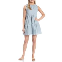 Promo ???? Copper Key Chambray Ruffle Sleeve ???? Dress ????