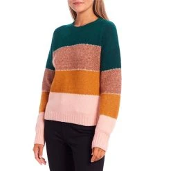 Best reviews of ???? Copper Key Long Sleeve Crew Neck Striped Print Sweater Multi ????