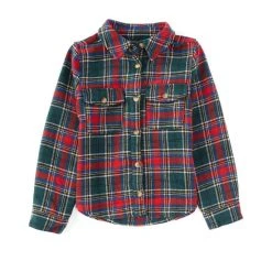 Deals ???? Copper Key Big ???? Girls 7-16 Plaid Shacket Forest Red ????