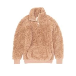 Deals ???? Copper Key Big ???? Girls 7-16 Quarter Zip Fuzzy Teddy Cozy Fleece Pullover Muted Clay ????