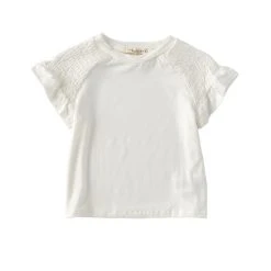 Best deal ???? Copper Key Little ???? Girls 2T-6X Short Sleeve Smocked Knit Top White ⭐