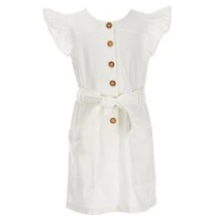 Deals ???? Copper Key Big ???? Girls 7-16 Button Front Flutter Sleeve Tie Waist ???? Dress White ????