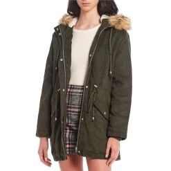 Wholesale ⌛ Copper Key Faux Fur Hooded Long Sleeve Classic Wool ???? Coat Olive ???? -Copper Key Shop unnamed file 1288