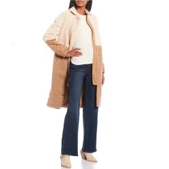 Outlet ✨ Copper Key Sherpa And Quilted Button Front Color-Block Long ???? Coat Camel Sand ???? -Copper Key Shop unnamed file 1296