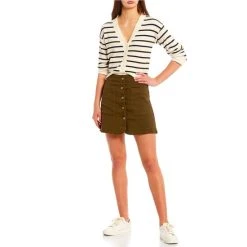 Outlet ???? Copper Key Striped Button Front Sweater Navy/olive/ivory ❤️ -Copper Key Shop unnamed file 1312