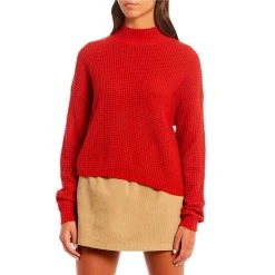 Deals ???? Copper Key Mock Neck Sweater Red ????