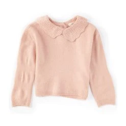 Best deal ⭐ Copper Key Little ???? Girls 2T-6X Peter Pan Collar Long Sleeve Sweater Blush ❤️