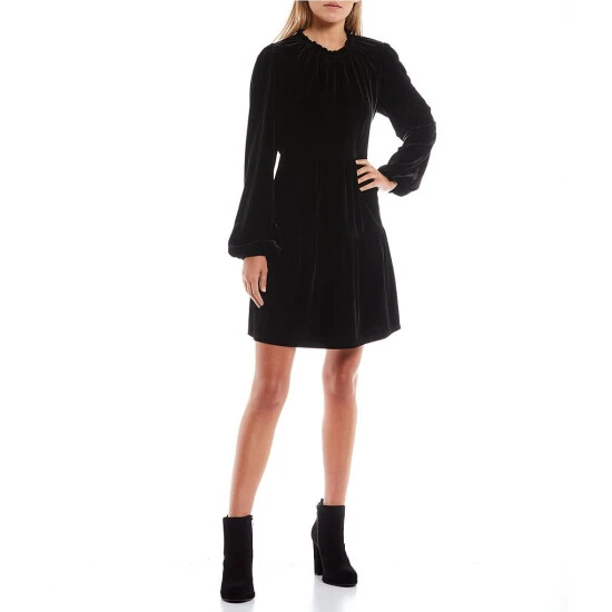 Cheap ???? Copper Key Crew Neck Long Sleeve Velvet Babydoll ???? Dress Black ???? 3 Cheap ???? Copper Key Crew Neck Long Sleeve Velvet Babydoll ???? Dress Black ???? - Image 3