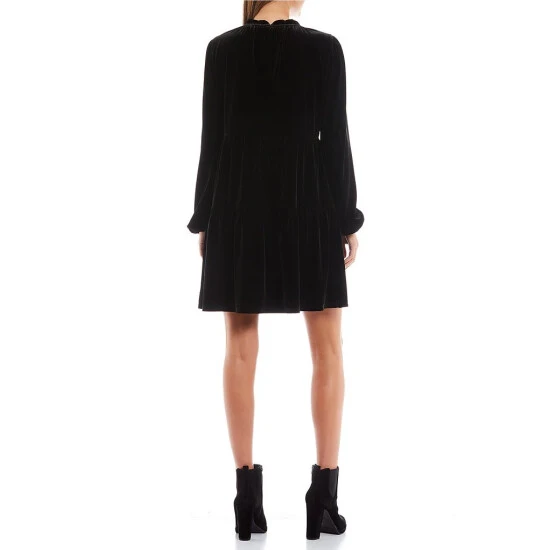 Cheap ???? Copper Key Crew Neck Long Sleeve Velvet Babydoll ???? Dress Black ???? 4 Cheap ???? Copper Key Crew Neck Long Sleeve Velvet Babydoll ???? Dress Black ???? - Image 4