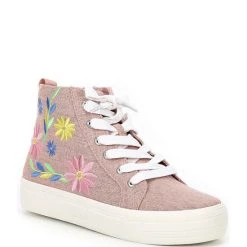 Flash Sale ???? Copper Key ???? Girls' Florra Flower Embroidered High-Top ???? Sneakers (Youth) Blush ????