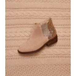 Brand new ???? Copper Key ???? Girls' Dazzler Glitter Back Booties (Toddler) Desert Beige/gold ???? -Copper Key Shop unnamed file 1477