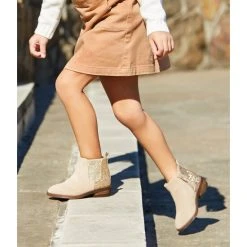 Brand new ???? Copper Key ???? Girls' Dazzler Glitter Back Booties (Toddler) Desert Beige/gold ???? -Copper Key Shop unnamed file 1478