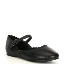 Budget ???? Copper Key ???? Girls' Quetee Scalloped Leather Mary Jane Flats (Infant) Black ????