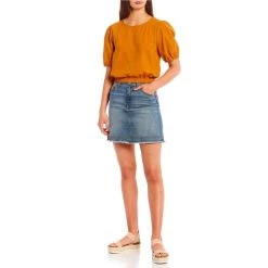 New ✔️ Copper Key Short Puff Sleeve Woven Texture Top Gold ???? -Copper Key Shop unnamed file 1501