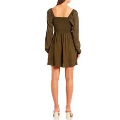 Buy ???? Copper Key Smocked Long Sleeve Babydoll ???? Dress Olive ???? -Copper Key Shop unnamed file 1694
