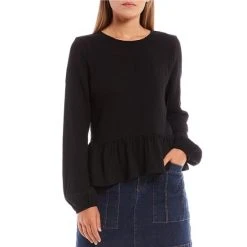 Coupon ???? Copper Key Long Sleeve Peplum Top Cider ????