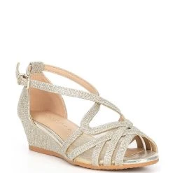 Brand new ???? Copper Key ???? Girls' Klassy Bling Wedge ???? Sandals (Youth) Sand Gold ????