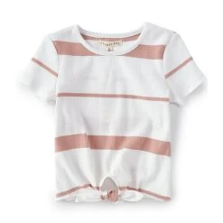 Cheapest ✔️ Copper Key Little ???? Girls 2T-6T Short Sleeve Striped Tie Front Tee Misty Rose ???? -Copper Key Shop unnamed file 1767