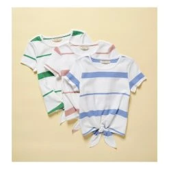 Cheapest ✔️ Copper Key Little ???? Girls 2T-6T Short Sleeve Striped Tie Front Tee Misty Rose ???? -Copper Key Shop unnamed file 1768