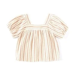 Flash Sale ???? Copper Key Little ???? Girls 2T-6X Short Sleeve Striped Empire Top Ivory Multi ✔️