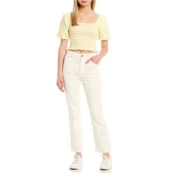 Hot Sale ???? Copper Key Puff Sleeve Smocked Stripe Crop Top Blue ???? -Copper Key Shop unnamed file 1801