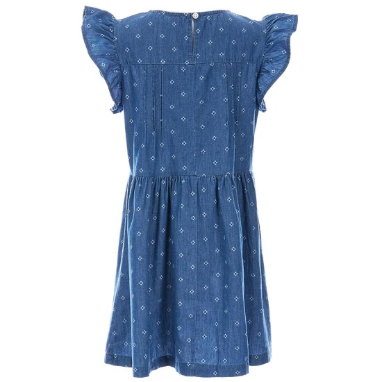 Brand new ???? Copper Key Big ???? Girls 7-16 Flutter Sleeve Printed Denim Pintuck ???? Dress Indigo ???? 2 Brand new ???? Copper Key Big ???? Girls 7-16 Flutter Sleeve Printed Denim Pintuck ???? Dress Indigo ???? - Image 2