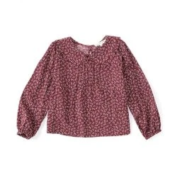 Coupon ???? Copper Key Little ???? Girls 2T-6X Printed Collar Top Wine Multi ????