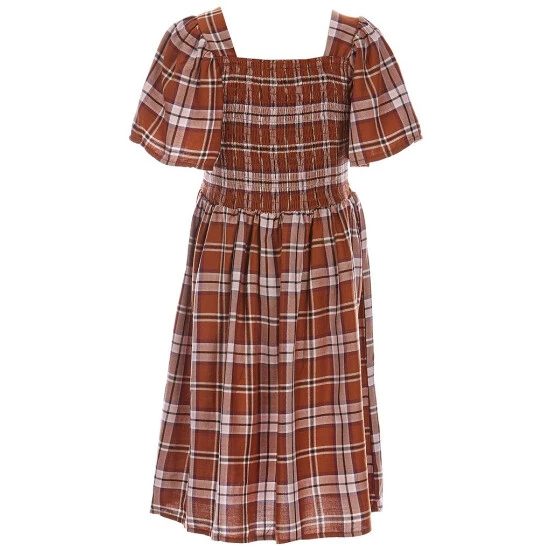 New ✨ Copper Key Big ???? Girls 7-16 Plaid Flutter Sleeve ???? Dress Rust Multi ???? 2 New ✨ Copper Key Big ???? Girls 7-16 Plaid Flutter Sleeve ???? Dress Rust Multi ???? - Image 2