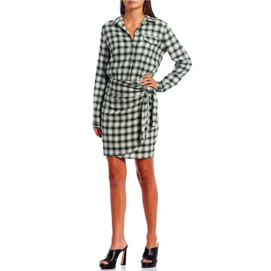 Hot Sale ???? Copper Key Side Tie Collared Plaid ???? Shirt ???? Dress Green Snow ⭐ 1 Hot Sale ???? Copper Key Side Tie Collared Plaid ???? Shirt ???? Dress Green Snow ⭐