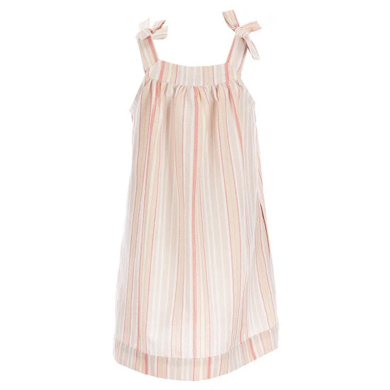 Budget ❤️ Copper Key Little ???? Girls 2T-6X Bow-Strap Stripe ???? Dress Tan Multi ✨ 2 Budget ❤️ Copper Key Little ???? Girls 2T-6X Bow-Strap Stripe ???? Dress Tan Multi ✨ - Image 2