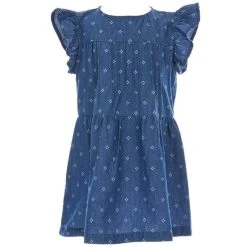 Cheapest ???? Copper Key Little ???? Girls 2T-6X Flutter Sleeve Printed Denim ???? Dress Indigo ????