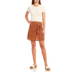 Outlet ???? Copper Key Branch Printed High Rise Faux Wrap Mini ???? Skirt Rust/snow ⌛ -Copper Key Shop unnamed file 2024