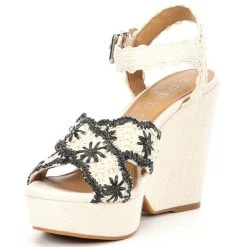 Outlet ???? Copper Key Wildflower Raffia Wrapped Platform Wedges Light Natural/black ❤️ -Copper Key Shop unnamed file 2034