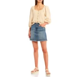 Flash Sale ???? Copper Key Short Puff Sleeve Peasant Top Fog ❤️ -Copper Key Shop unnamed file 2041