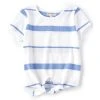 Deals ???? Copper Key Big ???? Girls 7-16 Short Sleeve Striped Tie Front Tee Misty Rose ????