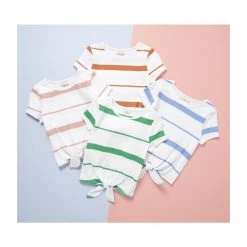 Deals ???? Copper Key Big ???? Girls 7-16 Short Sleeve Striped Tie Front Tee Misty Rose ???? -Copper Key Shop unnamed file 2121