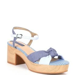 Deals ???? Copper Key Sunnydays Striped Ankle Strap ???? Sandals Blue ????