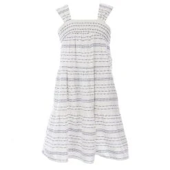 Budget ???? Copper Key Big ???? Girls 7-16 Smocked Top Mixed Stripe ???? Dress White/blue ????