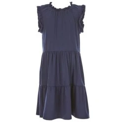 Flash Sale ???? Copper Key Big ???? Girls 7-16 Ruffle Detail Babydoll ???? Dress Navy ????