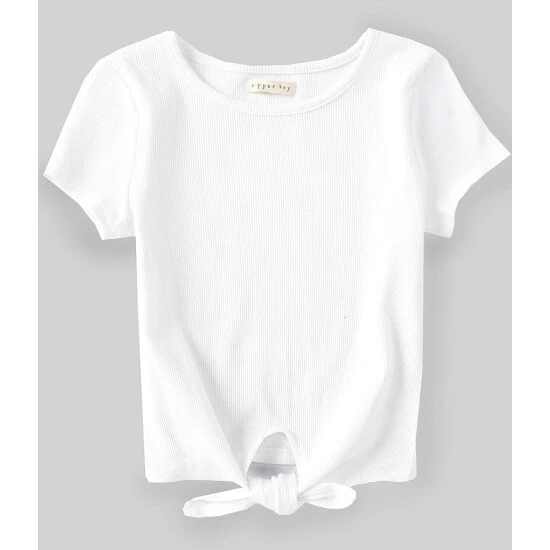 Flash Sale ???? Copper Key Big ???? Girls 7-16 Short Sleeve Tie Front Ribbed Tee Blue Tint ⭐ 3 Flash Sale ???? Copper Key Big ???? Girls 7-16 Short Sleeve Tie Front Ribbed Tee Blue Tint ⭐ - Image 3