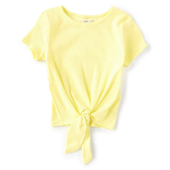Flash Sale ???? Copper Key Big ???? Girls 7-16 Short Sleeve Tie Front Ribbed Tee Blue Tint ⭐ 5 Flash Sale ???? Copper Key Big ???? Girls 7-16 Short Sleeve Tie Front Ribbed Tee Blue Tint ⭐ - Image 5