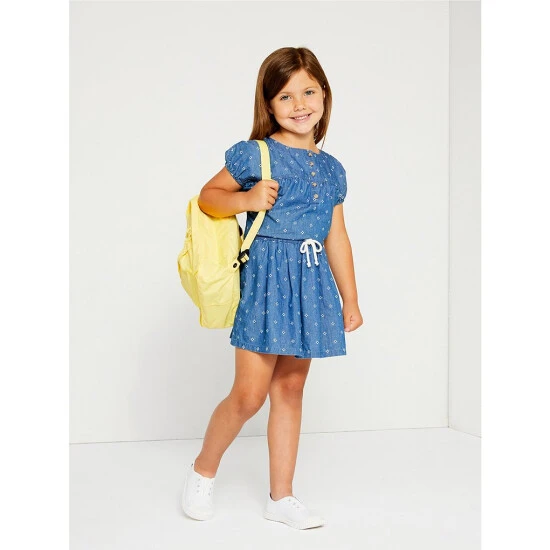 New ???? Copper Key Little ???? Girls 2T-6X Short Sleeve Printed Denim Top Indigo ???? 2 New ???? Copper Key Little ???? Girls 2T-6X Short Sleeve Printed Denim Top Indigo ???? - Image 2