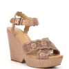 Best deal ???? Copper Key Wildflower Raffia Wrapped Wedges Ibiza Nude ✔️