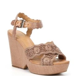 Copper Key Shop 23 Best deal ???? Copper Key Wildflower Raffia Wrapped Wedges Ibiza Nude ✔️
