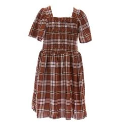 Cheap ⌛ Copper Key Little ???? Girls 2T-6X Smocked Plaid ???? Dress Rust Multi ????