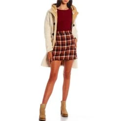 Cheap ???? Copper Key Plaid Wrap Front Mini ???? Skirt Brown Multi ???? -Copper Key Shop unnamed file 2366