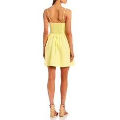 Flash Sale ⌛ Copper Key Spaghetti Strap Button Front Woven Mini ???? Dress Yellow ???? -Copper Key Shop unnamed file 2472