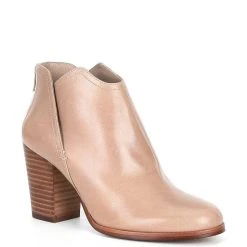 Top 10 ???? Copper Key Rockstar Leather Block Heel Booties Boho Taupe ❤️